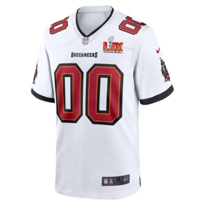 Alternative view of Tampa Bay Buccaneers Super Bowl LIX Patch Game Men Custom Jersey - White