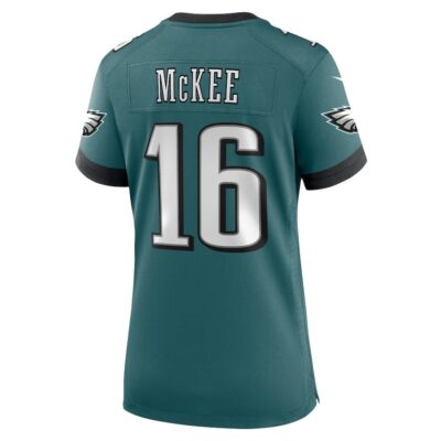 Tanner McKee #16 Philadelphia Eagles Super Bowl LIX Women's Jersey - Midnight Green - Image 3
