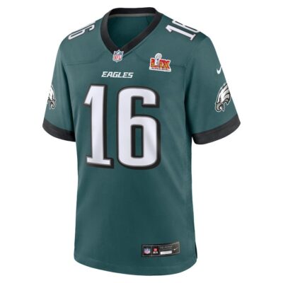 Alternative view of Tanner McKee #16 Philadelphia Eagles Super Bowl LIX Youth Jersey - Midnight Green