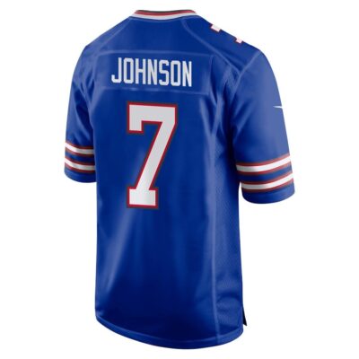 Alternative view of Taron Johnson 7 Buffalo Bills Super Bowl LIX New Orleans Patch Game Men Jersey - Royal