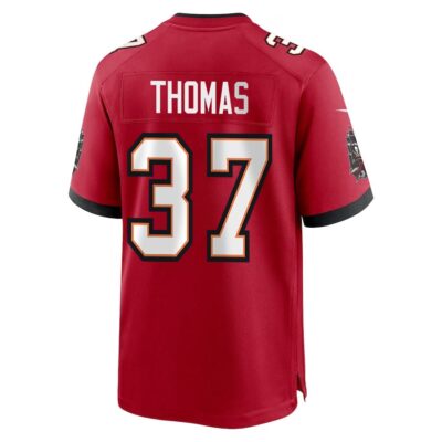 Alternative view of Tavierre Thomas 37 Tampa Bay Buccaneers Super Bowl LIX New Orleans Patch Game Men Jersey - Red