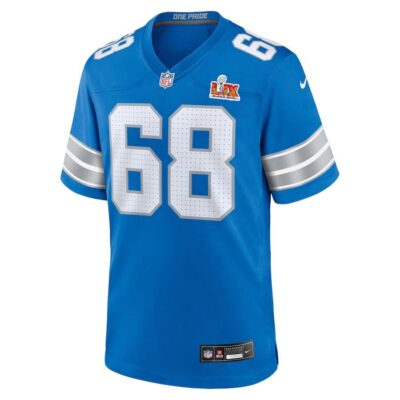 Alternative view of Taylor Decker #68 Detroit Lions Super Bowl LIX Youth Jersey - Blue