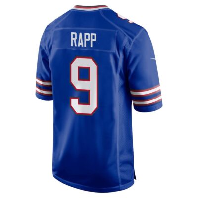 Alternative view of Taylor Rapp 9 Buffalo Bills Super Bowl LIX New Orleans Patch Game Men Jersey - Royal