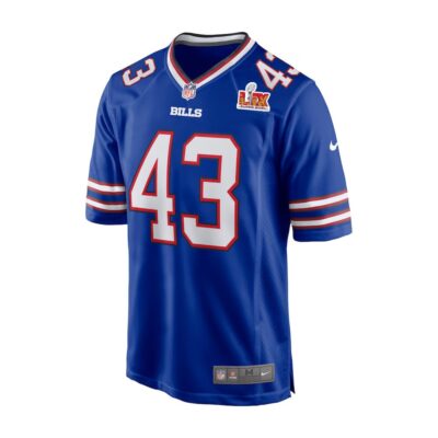 Alternative view of Terrel Bernard #43 Buffalo Bills Super Bowl LIX Jersey - Men's - Royal