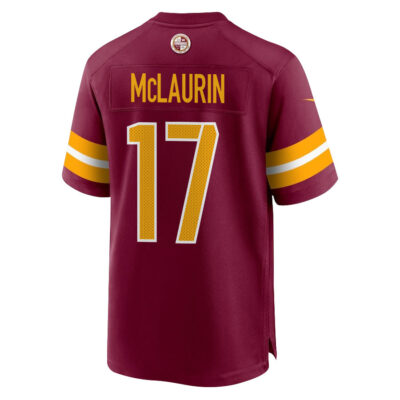 Alternative view of Terry McLaurin 17 Washington Commanders Super Bowl LIX New Orleans Patch Game Men Jersey - Burgundy