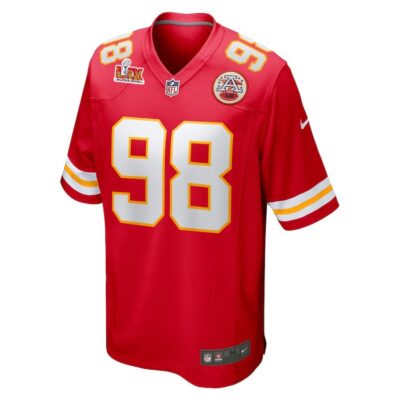 Alternative view of Tershawn Wharton #98 Kansas City Chiefs Super Bowl LIX Jersey - Men's - Red