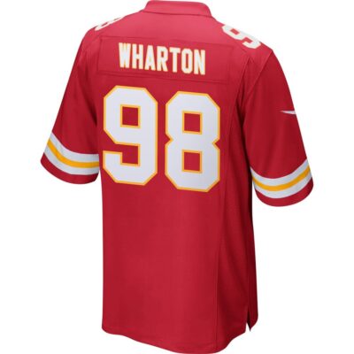Alternative view of Tershawn Wharton 98 Kansas City Chiefs Super Bowl LIX New Orleans Patch Game Men Jersey - Red