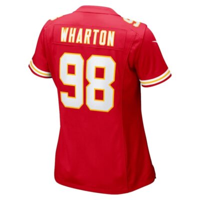 Tershawn Wharton #98 Kansas City Chiefs Super Bowl LIX Women's Jersey - Red - Image 3
