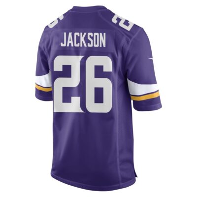 Alternative view of Theo Jackson 26 Minnesota Vikings Super Bowl LIX New Orleans Patch Game Men Jersey - Purple