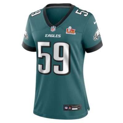 Alternative view of Thomas Booker IV #59 Philadelphia Eagles Super Bowl LIX Women's Jersey - Midnight Green