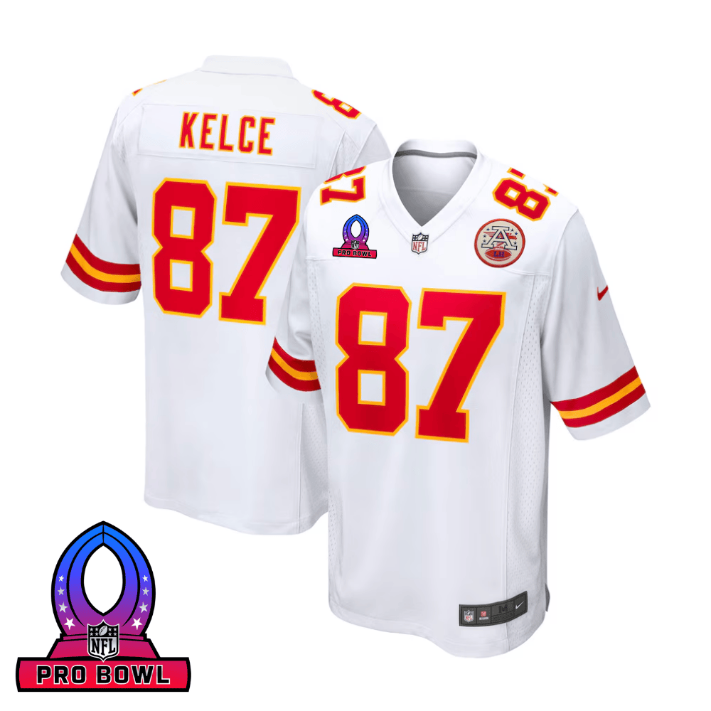 Travis Kelce 87 Kansas City Chiefs 2025 Pro Bowl Patch Game Men Jersey - White