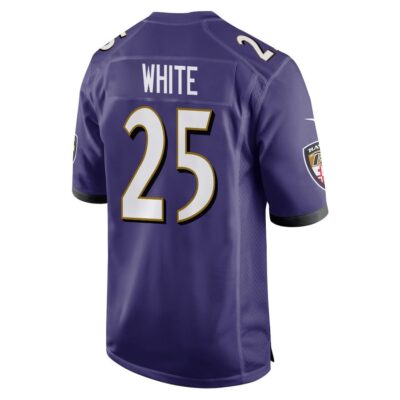 Alternative view of Tre'Davious White 25 Baltimore Ravens Super Bowl LIX New Orleans Patch Game Men Jersey - Purple