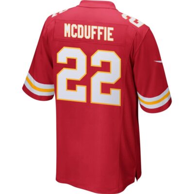 Alternative view of Trent McDuffie 22 Kansas City Chiefs Super Bowl LIX New Orleans Patch Game Men Jersey - Red