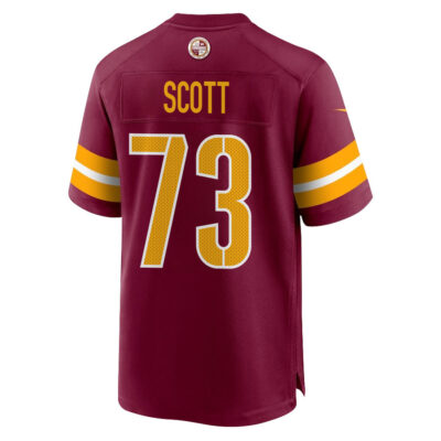 Alternative view of Trent Scott 73 Washington Commanders Super Bowl LIX New Orleans Patch Game Men Jersey - Burgundy
