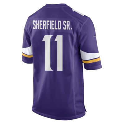 Alternative view of Trent Sherfield Sr. 11 Minnesota Vikings Super Bowl LIX New Orleans Patch Game Men Jersey - Purple