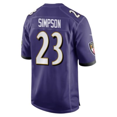 Alternative view of Trenton Simpson 23 Baltimore Ravens Super Bowl LIX New Orleans Patch Game Men Jersey - Purple