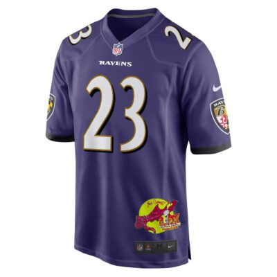 Trenton Simpson 23 Baltimore Ravens Super Bowl LIX New Orleans Patch Game Men Jersey - Purple - Image 3