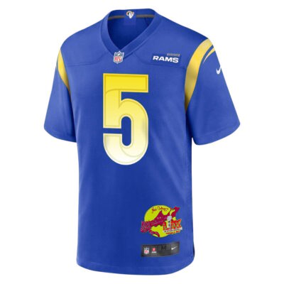 Tutu Atwell 5 Los Angeles Rams Super Bowl LIX New Orleans Patch Game Men Jersey - Royal - Image 3