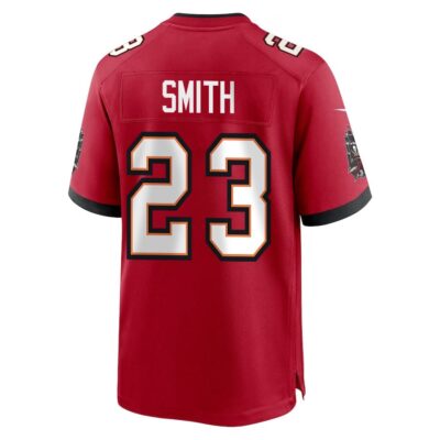 Alternative view of Tykee Smith 23 Tampa Bay Buccaneers Super Bowl LIX New Orleans Patch Game Men Jersey - Red