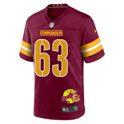 Tyler Biadasz 63 Washington Commanders Super Bowl LIX New Orleans Patch Game Men Jersey - Burgundy - Image 3