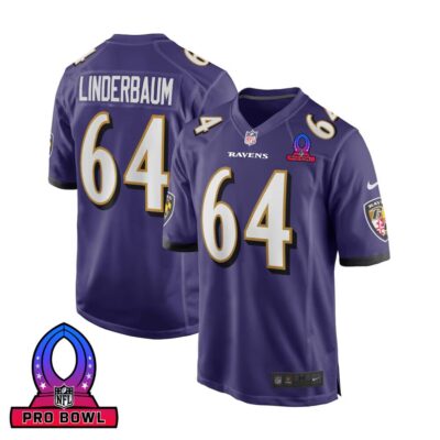 Tyler Linderbaum 64 Baltimore Ravens 2025 Pro Bowl Patch Game Men Jersey - Purple