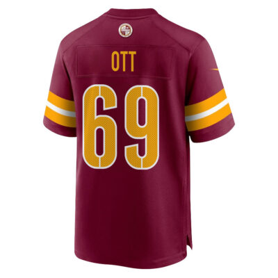 Alternative view of Tyler Ott 69 Washington Commanders Super Bowl LIX New Orleans Patch Game Men Jersey - Burgundy
