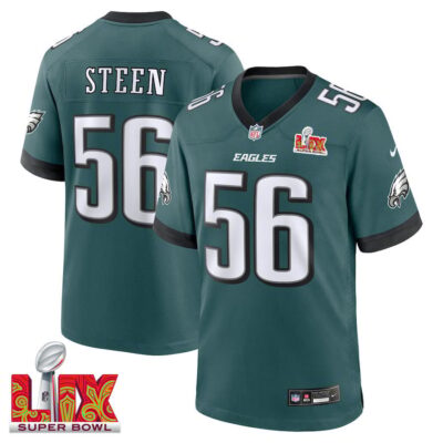 Tyler Steen #56 Philadelphia Eagles Super Bowl LIX Jersey - Men's - Midnight Green