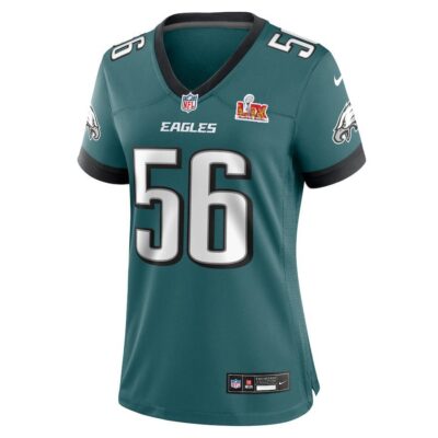 Alternative view of Tyler Steen #56 Philadelphia Eagles Super Bowl LIX Women's Jersey - Midnight Green
