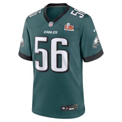 Alternative view of Tyler Steen #56 Philadelphia Eagles Super Bowl LIX Youth Jersey - Midnight Green