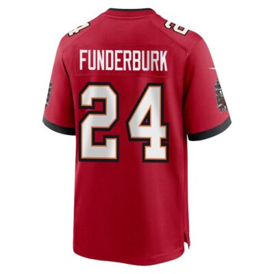 Alternative view of Tyrek Funderburk 24 Tampa Bay Buccaneers Super Bowl LIX New Orleans Patch Game Men Jersey - Red
