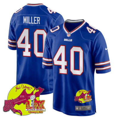 Von Miller 40 Buffalo Bills Super Bowl LIX New Orleans Patch Game Men Jersey - Royal