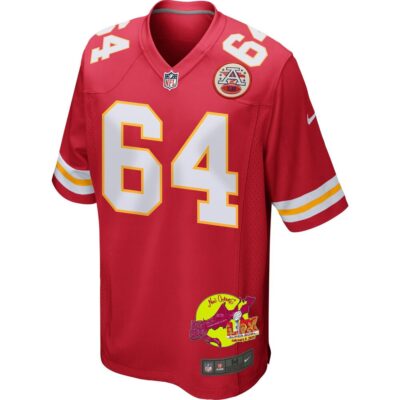 Wanya Morris 64 Kansas City Chiefs Super Bowl LIX New Orleans Patch Game Men Jersey - Red - Image 3