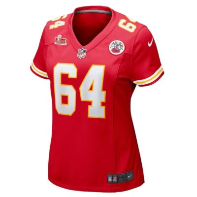Alternative view of Wanya Morris #64 Kansas City Chiefs Super Bowl LIX Women's Jersey - Red