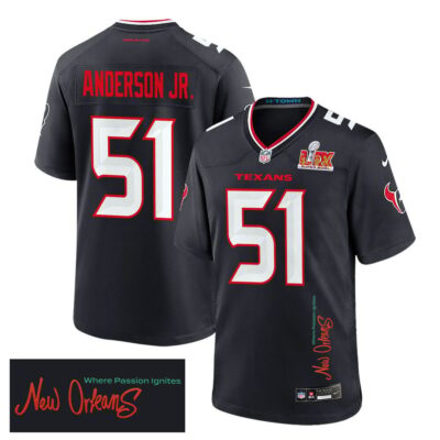 Will Anderson Jr. 51 Houston Texans Super Bowl LIX 'New Orleans - Where Passion Ignites' Game Men Jersey - Navy