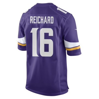Alternative view of Will Reichard 16 Minnesota Vikings Super Bowl LIX New Orleans Patch Game Men Jersey - Purple