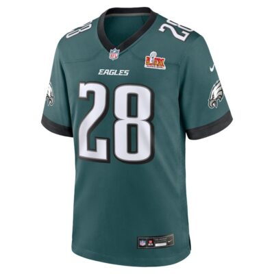 Alternative view of Will Shipley #28 Philadelphia Eagles Super Bowl LIX Jersey - Men's - Midnight Green