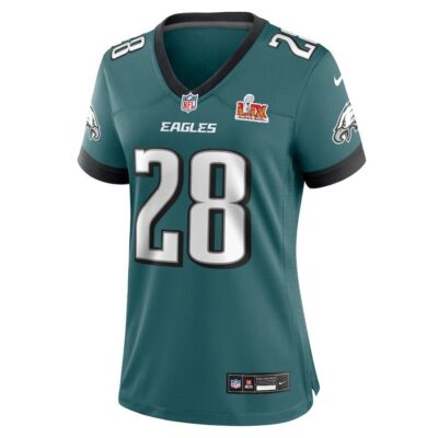 Alternative view of Will Shipley #28 Philadelphia Eagles Super Bowl LIX Women's Jersey - Midnight Green