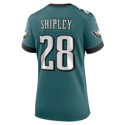 Will Shipley #28 Philadelphia Eagles Super Bowl LIX Women's Jersey - Midnight Green - Image 3