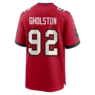 Alternative view of William Gholston 92 Tampa Bay Buccaneers Super Bowl LIX New Orleans Patch Game Men Jersey - Red