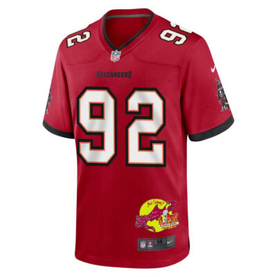 William Gholston 92 Tampa Bay Buccaneers Super Bowl LIX New Orleans Patch Game Men Jersey - Red - Image 3