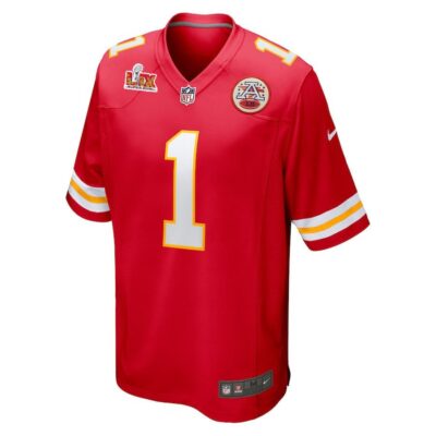 Alternative view of Xavier Worthy #1 Kansas City Chiefs Super Bowl LIX Jersey - Men's - Red