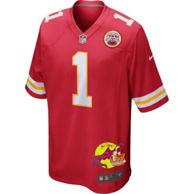 Xavier Worthy 1 Kansas City Chiefs Super Bowl LIX New Orleans Patch Game Men Jersey - Red - Image 3