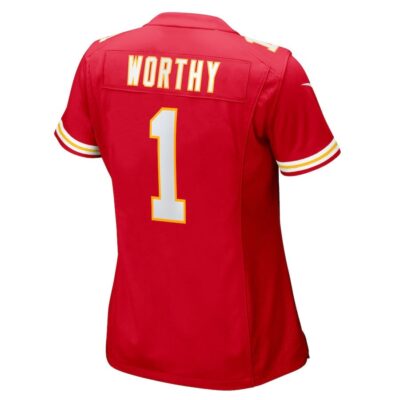 Xavier Worthy #1 Kansas City Chiefs Super Bowl LIX Women's Jersey - Red - Image 3