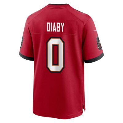 Alternative view of Yaya Diaby 0 Tampa Bay Buccaneers Super Bowl LIX New Orleans Patch Game Men Jersey - Red