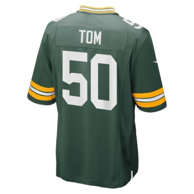 Alternative view of Zach Tom 50 Green Bay Packers Super Bowl LIX New Orleans Patch Game Men Jersey - Green