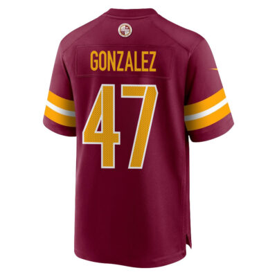 Alternative view of Zane Gonzalez 47 Washington Commanders Super Bowl LIX New Orleans Patch Game Men Jersey - Burgundy