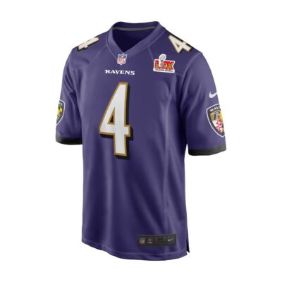 Alternative view of Zay Flowers #4 Baltimore Ravens Super Bowl LIX Jersey - Men's - Purple