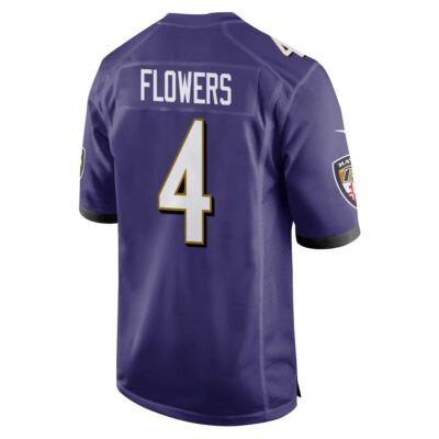 Alternative view of Zay Flowers 4 Baltimore Ravens Super Bowl LIX New Orleans Patch Game Men Jersey - Purple