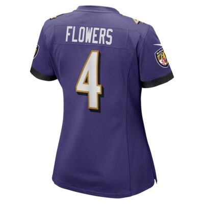 Zay Flowers #4 Baltimore Ravens Super Bowl LIX Women's Jersey - Purple - Image 3