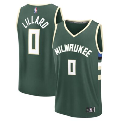 Damian Lillard Milwaukee Bucks Fast Break Replica Player Jersey - Icon Edition - Hunter Green